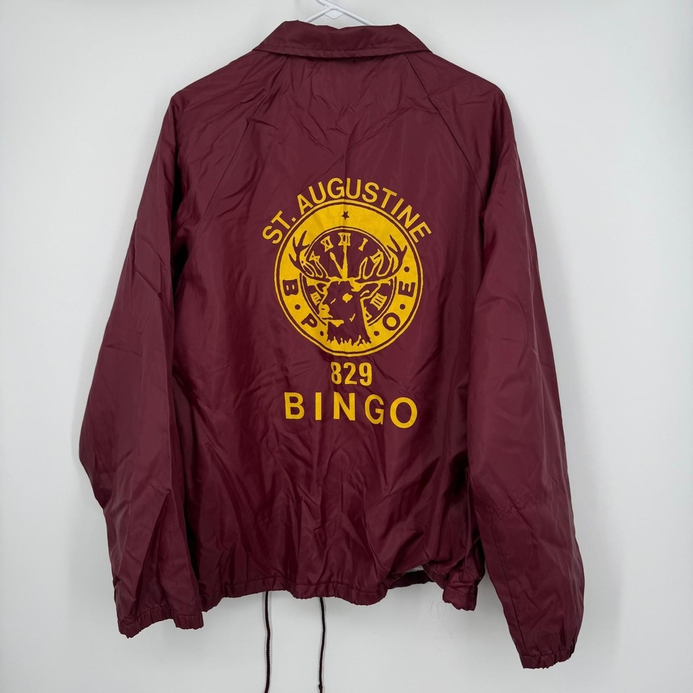 Auburn Sportswear Mens Burgundy Elks BPOE 829 Bingo Coach Jacket Size L USA